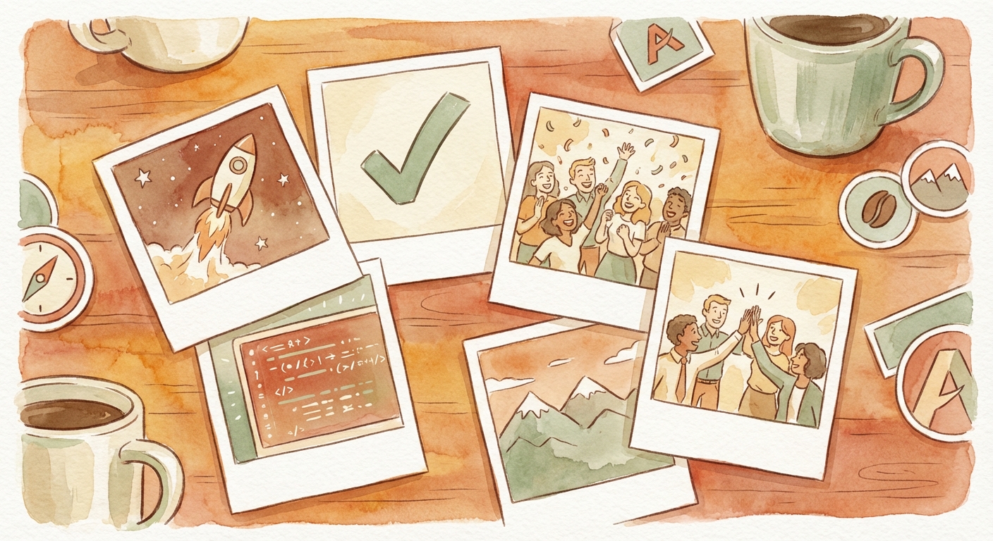 Polaroid photos of deployment moments scattered on a desk